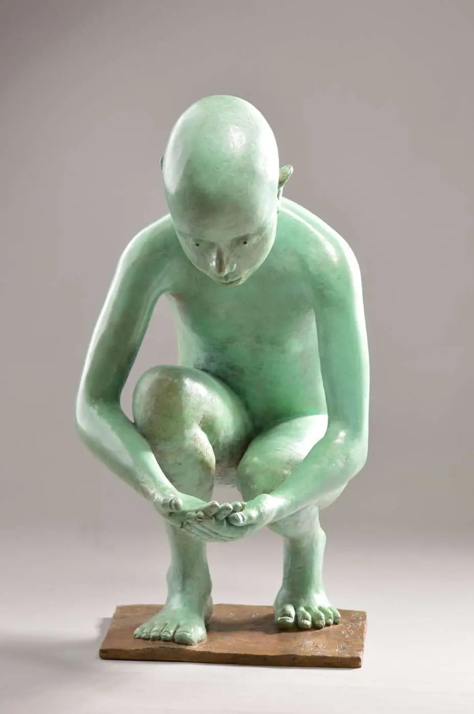 Sculpture en bronze patiné vert de Loïc Bodin